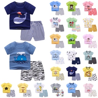 Conjunto de playera/Camiseta de Manga corta Estampada+pantalones cortos de 0-3 años para niños