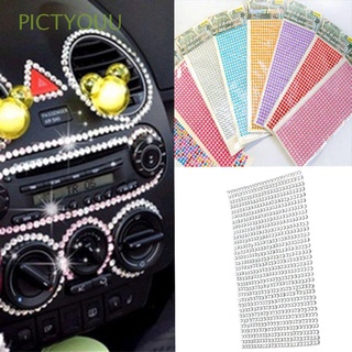 PICTYOUU 3mm Hot Crystal Rhinestone DIY Phone Styling Decor Car Sticker New Popular Cool Car Decoration Vehicle Decal/Multicolor