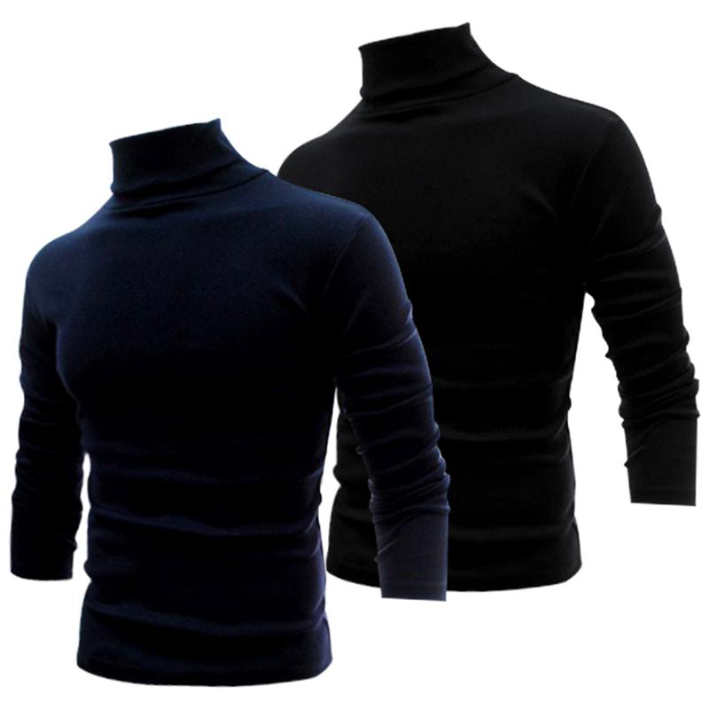 jersey delgado de algodón de cuello alto con cuello alto/suéter de cuello alto para hombre