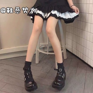 [Wedges Pequeños Zapatos De Cuero De Las Mujeres Tacón Grueso Suela Gruesa JK Uniforme Lolita Mary Jane Individuales (4)
