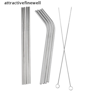 [attractivefinewell] 4 pajitas de metal de acero inoxidable con 1 kit de herramientas de cepillo limpiador