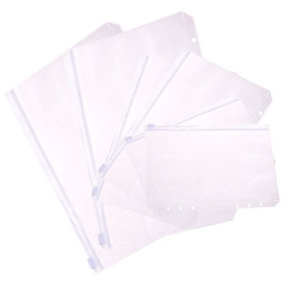 Juego de 3 bolsas de plástico transparente A5 A6 tamaño A7 bolsillos con cremallera bolsas de 6 anillos cuaderno carpeta de bolígrafo bolsa de lápiz para el hogar y la oficina (4)