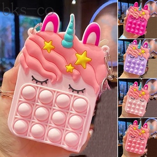 Unicorn Pop it Fidget Toy Push Pop bag 2IN1 Messenger Bag Sensorial Anti Estresse Ansiedade Autismo toy Bolsas de Ombro