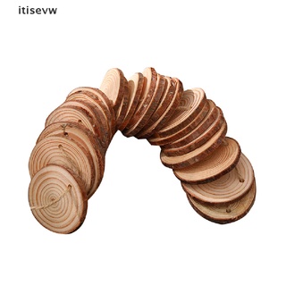 itisevw Natural Pine Round Unfinished Wood Slices Circles With Tree Bark Log Discs DIY CO (2)