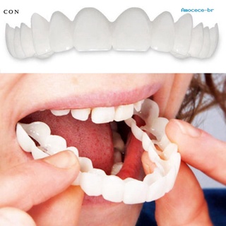 am 2pcs silicona simulación parte superior inferior dientes dentadura blanqueamiento falso cubierta dental (2)