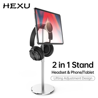 Hexu 2in1 aleación de aluminio magnética 360 rotación telescópica de escritorio titular de auriculares soporte para IPhone Android teléfono Ipad Tablet Airpods Max Bose Sony auriculares