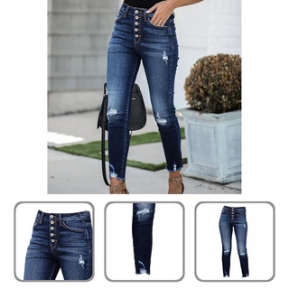 duingjin sexy lápiz jeans ripped agujero cintura alta jeans bolsillos streetwear