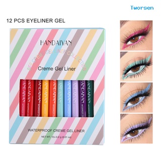✪Tworsen 12Pcs/Set 0.2g Eyeliner Pen Quick Dry Non-Gradient Matte Eyeliner Gel Waterproof Eye Pencil for Beauty