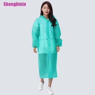 [Shengbinin] impermeable chamarra de lluvia Poncho capa transparente capucha botones protección contra lluvia (7)