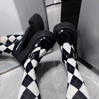 [Wedges] Pequeño Sol Mary Jane JK Uniforme Solo Zapato De Las Mujeres De Suela Gruesa Cabeza Grande Pequeños Zapatos De Cuero Marea Oscura (8)