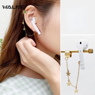 HOOPS walkie oro rosa plata anti-perdida estrella pendientes aros correa de auriculares compatible para airpods 1 2 3 pro