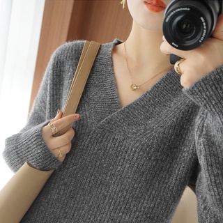 2021 otoño e invierno nueva lana camisa de las mujeres V-cuello grueso suelto