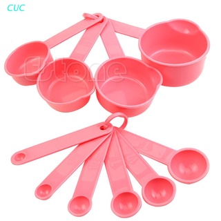 cuc 10 pzs cucharas medidoras de plástico rosa/juego de cucharas para hornear café