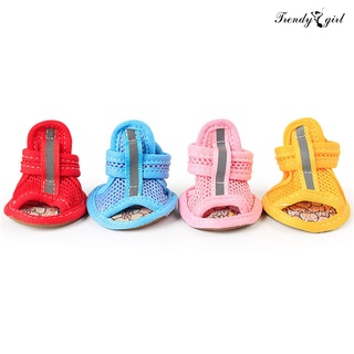 [tdgl dogware] 4 piezas zapatos para mascotas de color sólido antideslizante suela de goma sandalias de perro zapatos para exteriores (3)
