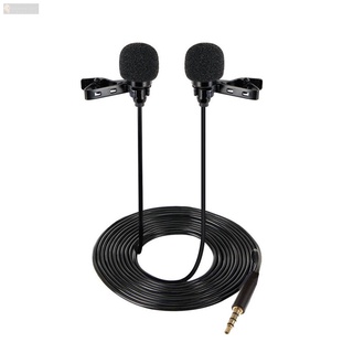 tmw mini lavalier micrófono de solapa de doble cabeza clip de grabación en micrófono para iphone ipad samsung tablet