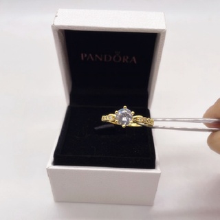 (Spot hot sale) Miss Pandora Anillo Con Caja De Promesa De Lujo Oro 14K Boda Compromiso Cúbico Circonita Diamante Mujer Plata
