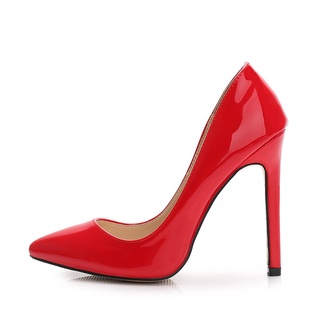 Tamaño 35-46 nueva moda OL tacones altos minimalista zapatos de mujer con alto 11CM Stiletto puntiagudo solo zapatos (5)