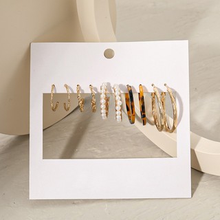 10 unids/set retro simple acrílico conjunto de pendientes de metal dorado perla joyería accesorios mujer