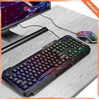 Combo Mecánico De Teclado Y Ratón Para Juegos , Rainbow LED Retroiluminado , USB Compatible Con Windows PC Gamer Negro