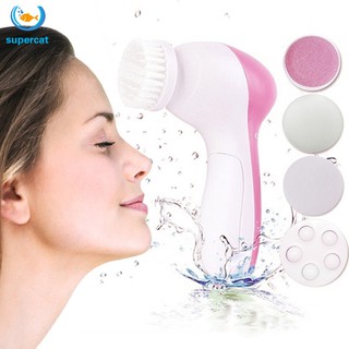 5 en 1 cepillo Facial eléctrico limpiador conjunto de masajeador con esponja de maquillaje piel pulidora piedra (1)