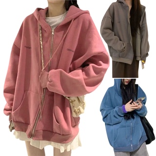 las mujeres de manga larga sudaderas con capucha de color sólido letras de gran tamaño sudadera abrigo