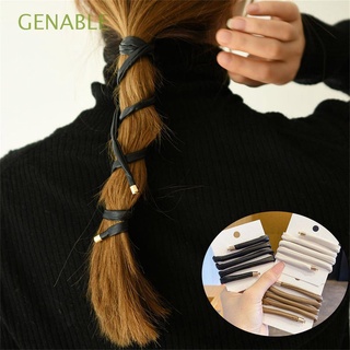 GENABLE Foldable Ponytail Headband White Hair Scrunchies Ponytail Holder Hair Accessories Leather Easy to Use Black Color Coffee Long Hair Tie