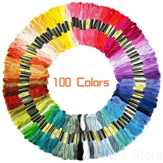 100 pzs/juego de hilos de punto de cruz de algodón para bordar/mezcla de colores/Skeins/costura DIY de seis hilos de hilo ELEN