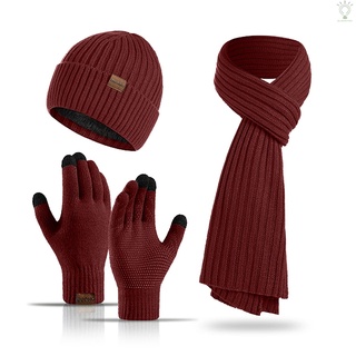 Invierno bufanda sombrero guantes conjunto grueso caliente sombrero de felpa gorra manopla bufanda pantalla táctil guantes térmicos a prueba de viento cuello calentador de manos frío clima (1)