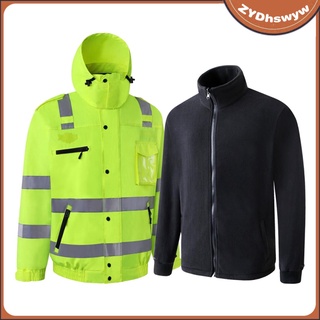 abrigo reflectante de seguridad hi-vis chaqueta de seguridad de fondo negro resistente al viento (4)