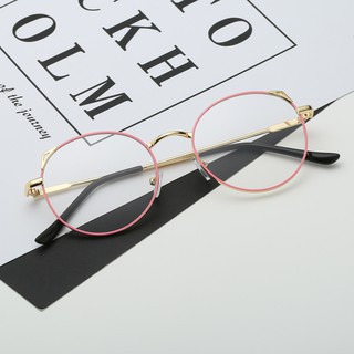 ins lindo y dulce gato oreja gafas mujer versión coreana de la moda retro redondo marco de la cara gafas marco red rojo espejo plano