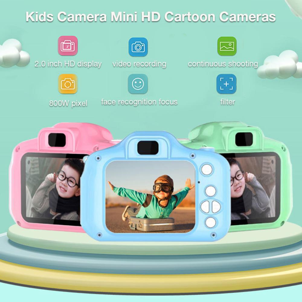 x2 1080p hd de dibujos animados de los niños de la cámara de 2.0 pulgadas pantalla recargable mini niños cámara