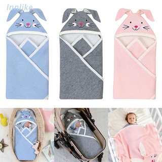 Inn 80x80cm recién nacidos bebé envolver envoltura saco de dormir ropa de cama de dibujos animados conejo 3D oreja bebé de punto saco de dormir cochecito manta