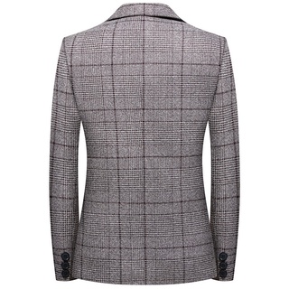 [gcei] moda de los hombres de cuadros casual traje solapa slim fit elegante chaqueta abrigo
