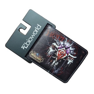 💕WOW World of Warcraft Alliance Horde Logo película juego de cuero PU corto Bi-Fold cartera cartera (1)