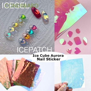 CONDIWARD Hot Nail Stickers Nail art Decoration Self-Adhesive Decals Ice Cube New DIY Manicure Holographic Aurora