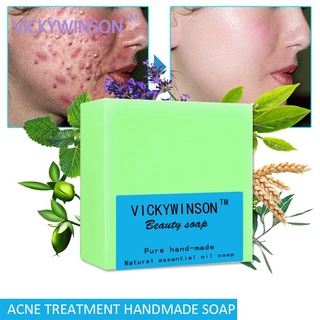VICKYWINSON jabón hecho a mano con aceite esencial para el tratamiento del acné 100g antiinflamatorio