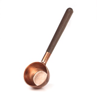cuchara medidora de grano de café de madera maciza de cobre