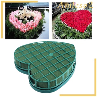 [AMLESO2] Bloques de espuma de flores en forma de corazón verde guirnalda Base de espuma para coche de boda