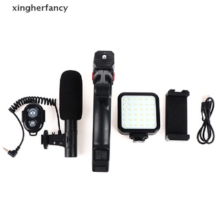 xfco kit-01lm micrófono de condensador con trípode led luz de relleno para video profesional nuevo