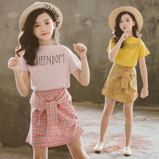 babysmile niña conjuntos de verano bebé niña de manga corta letra de impresión de algodón camiseta blusa+faldas lisas casual trajes conjunto
