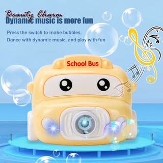 Cámara de burbujas de dibujos animados Bus de juguete de luz de los juguetes de los niños con la máquina automática soplando burbujas con luces música (7)