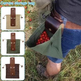PU Leather Bushcraft Waist Bag With Cover & Buckle Foldable Heavy Duty Tool Pouch With Drawstring for Outdoor Camping