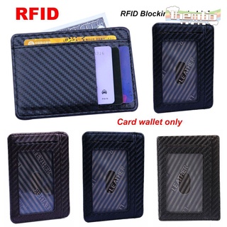 THEMTION Fashion Slim Wallet Carbon Fiber Anti-chief RFID Blocking Pu Leather Credit Card Holder Coin Pocket Men's Money Clip