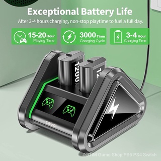 Paquete de batería de controlador recargable con estación de carga Compatible con Xbox One/Xbox Series X|S, OIVO 2 X 1200mAh baterías con base de cargador para Xbox Series X|S/xbox One/Xbox One S|X/xbox One Elite (2)