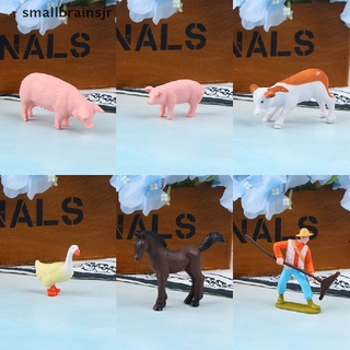 Smbr DIY Granja Trabajador Cerdo Caballo Vaca Pato Animal Modelo Miniatura Decoración Jr