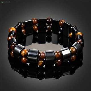 Double Hematite Tiger's Eye Bracelets 5.5cm Natural Energy Stone Bracelet Jewelry Gift for Men Women