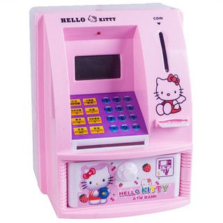 Hello Kitty Kids ATM Mesin caja de monedas para ahorrar dinero, máquina bancaria, contraseña (1)