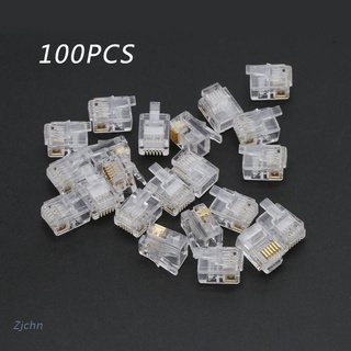 Zjchn 100pcs RJ12 6P6C Cable Modular cabeza conectores de teléfono enchufes de cristal