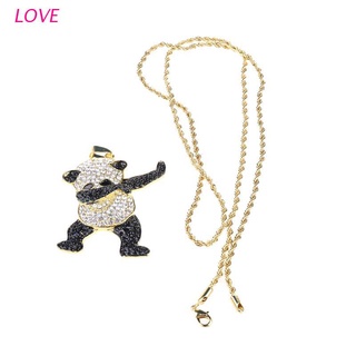love gold color rhinestone lujo hip hop bailando divertido animal panda colgante helado rock hip hop collares para hombres joyería regalos