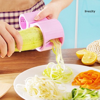 Livecity cortador de verduras portátil eficaz zanahoria pepino espiral rallador de frutas vegetales con afilador para cocina (7)
